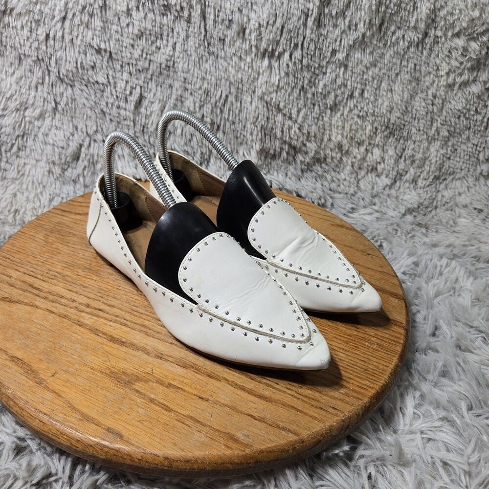 Abound Y2K White Slip-Ons Silver Studded Flats Womens Size 7.5M Retro Bohemian